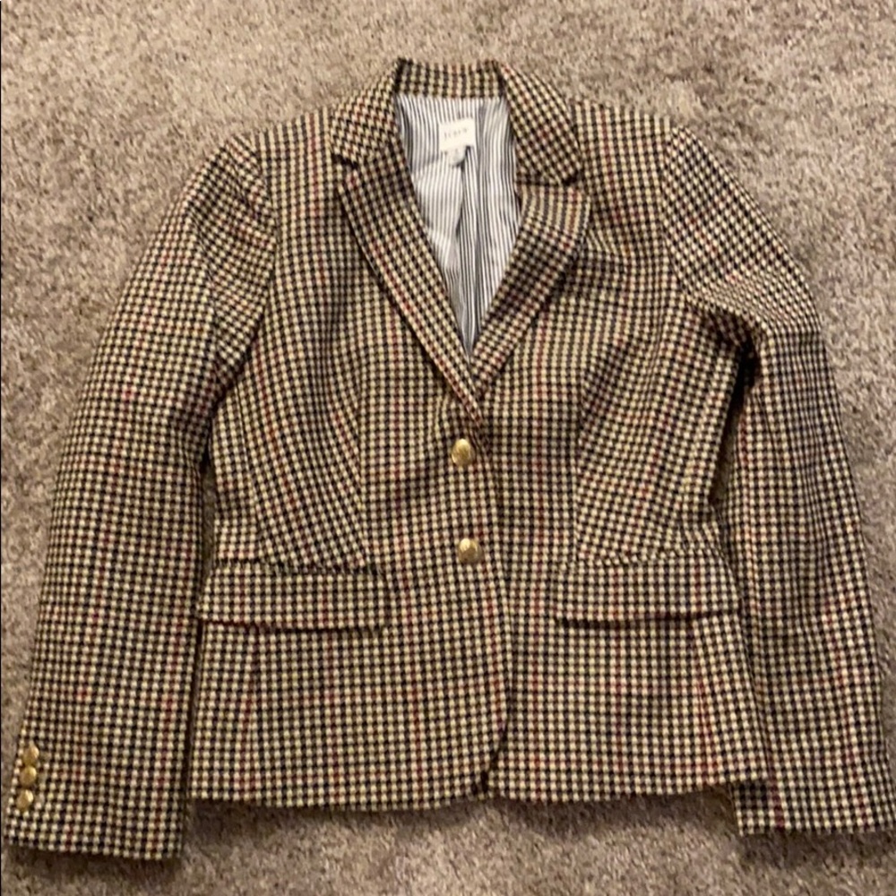 J Crew Factory Houndstooth Schoolboy Blazer